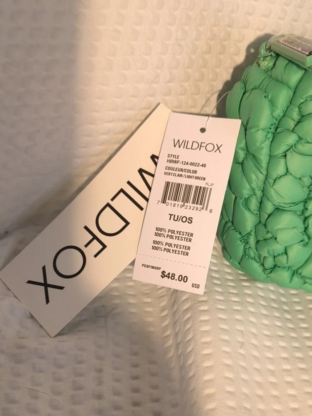 Wildfox HBWF-124-0022-46 Quilted Light Green Floral Beltbag